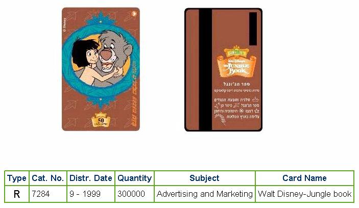 History of Israel - Telecards / Phone Cards - 1999 - Walt Disney - Jungle Book
