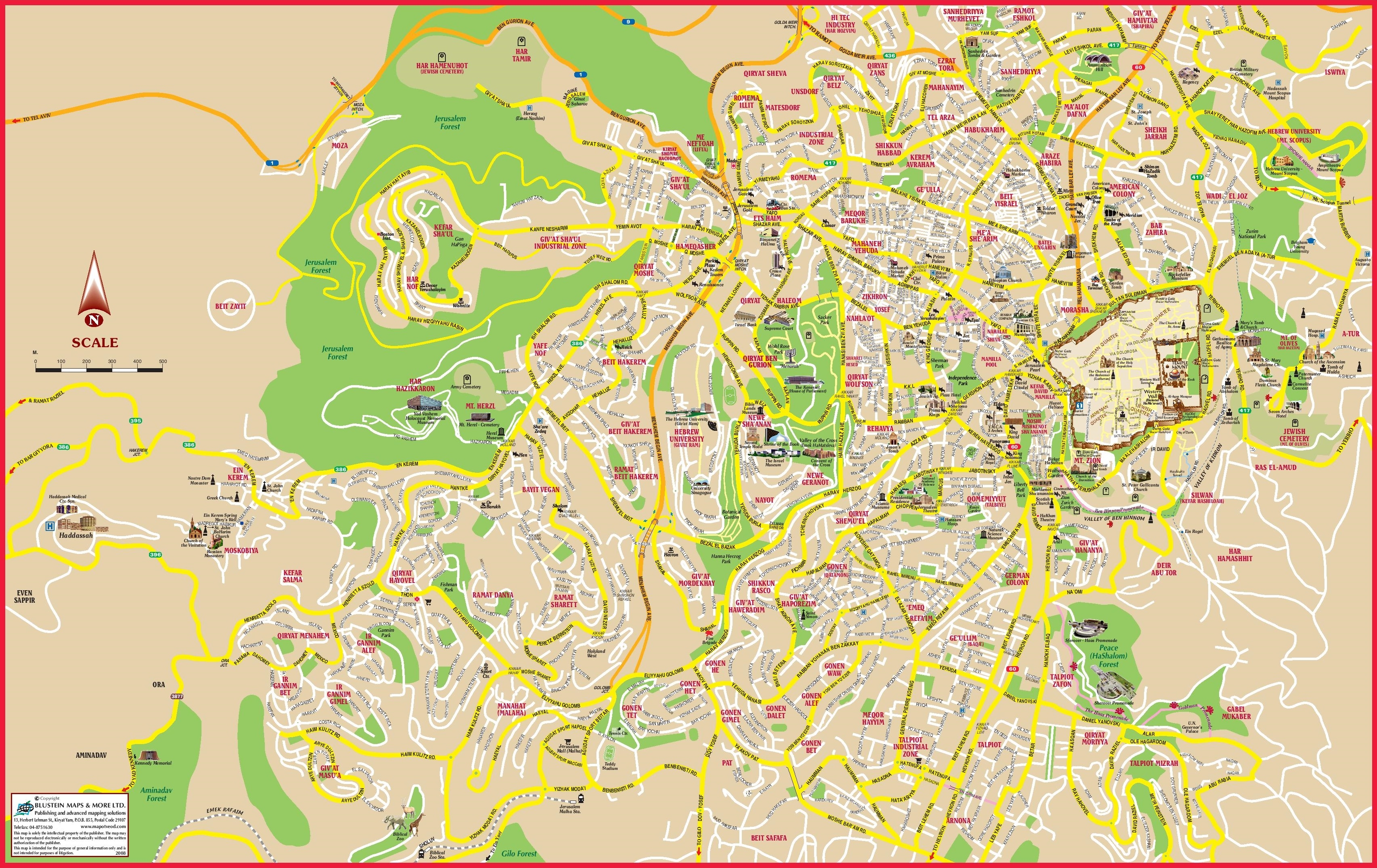 Jerusalem Detailed Map English 2008 