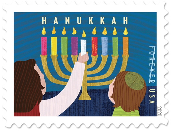 Happy Chanukkah Menorah Rubber Stamp Jewish Festival of Lights D29102 WM 