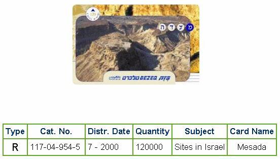 History of Israel - Telecards / Phone Cards - 2000 - Massada