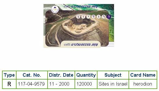 History of Israel - Telecards / Phone Cards - 2000 - Herodion
