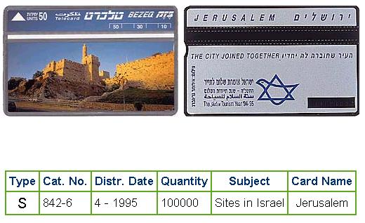History of Israel - Telecards / Phone Cards - 1995 - Jerusalem - The City Joined Together